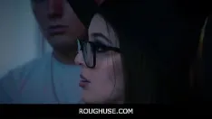 Play Roughuse -halloween party gets wild when leana lovings gets drilled by two horny studs